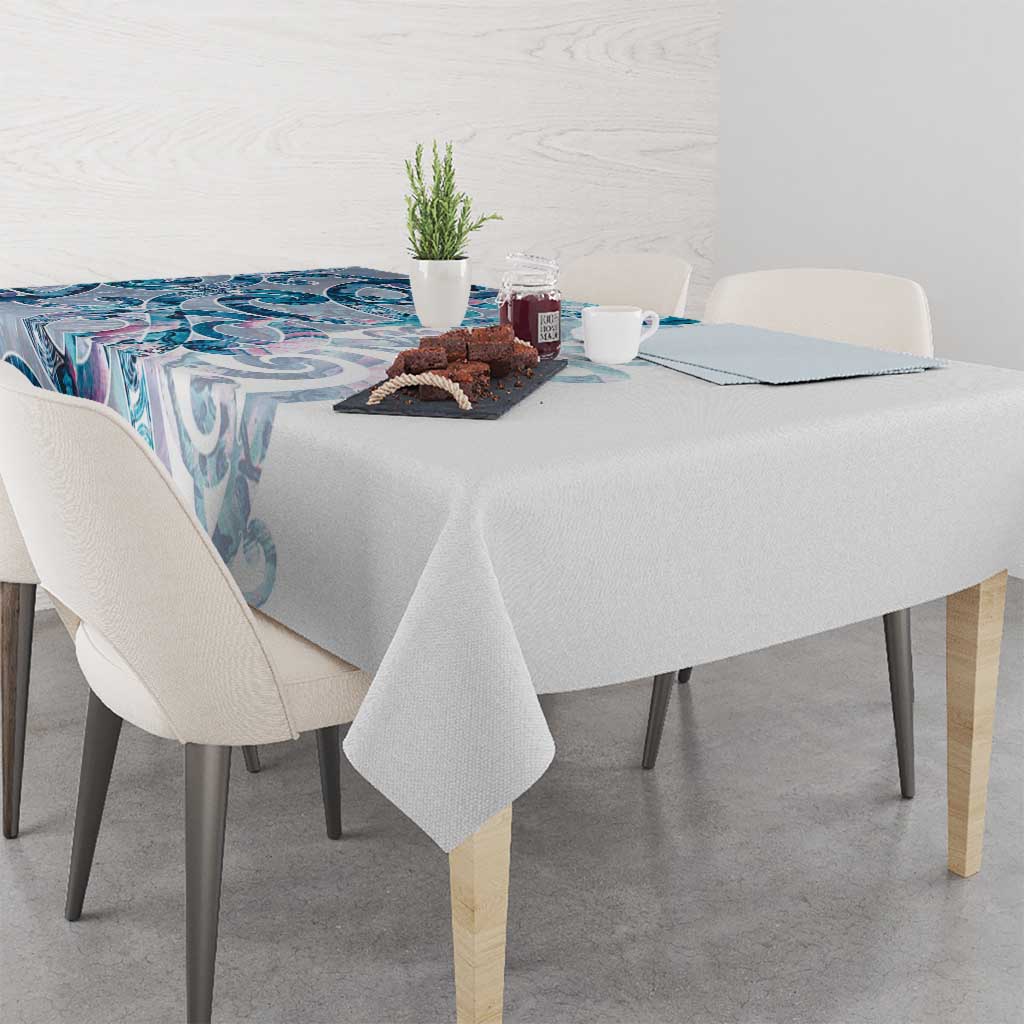 Turquoise Paua Shell Maori Tablecloth Koru Kowhaiwhai - Polynesian Pride