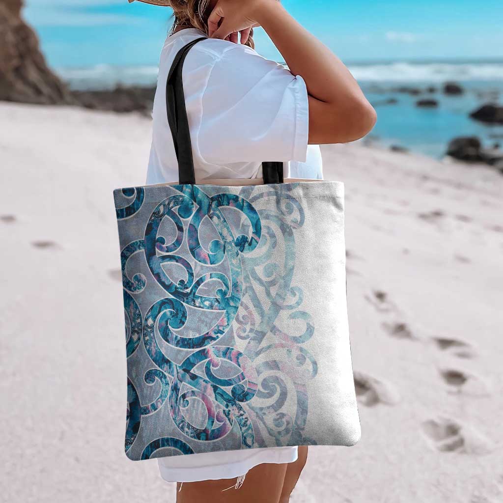 Turquoise Paua Shell Maori Tote Bag Koru Kowhaiwhai - Polynesian Pride