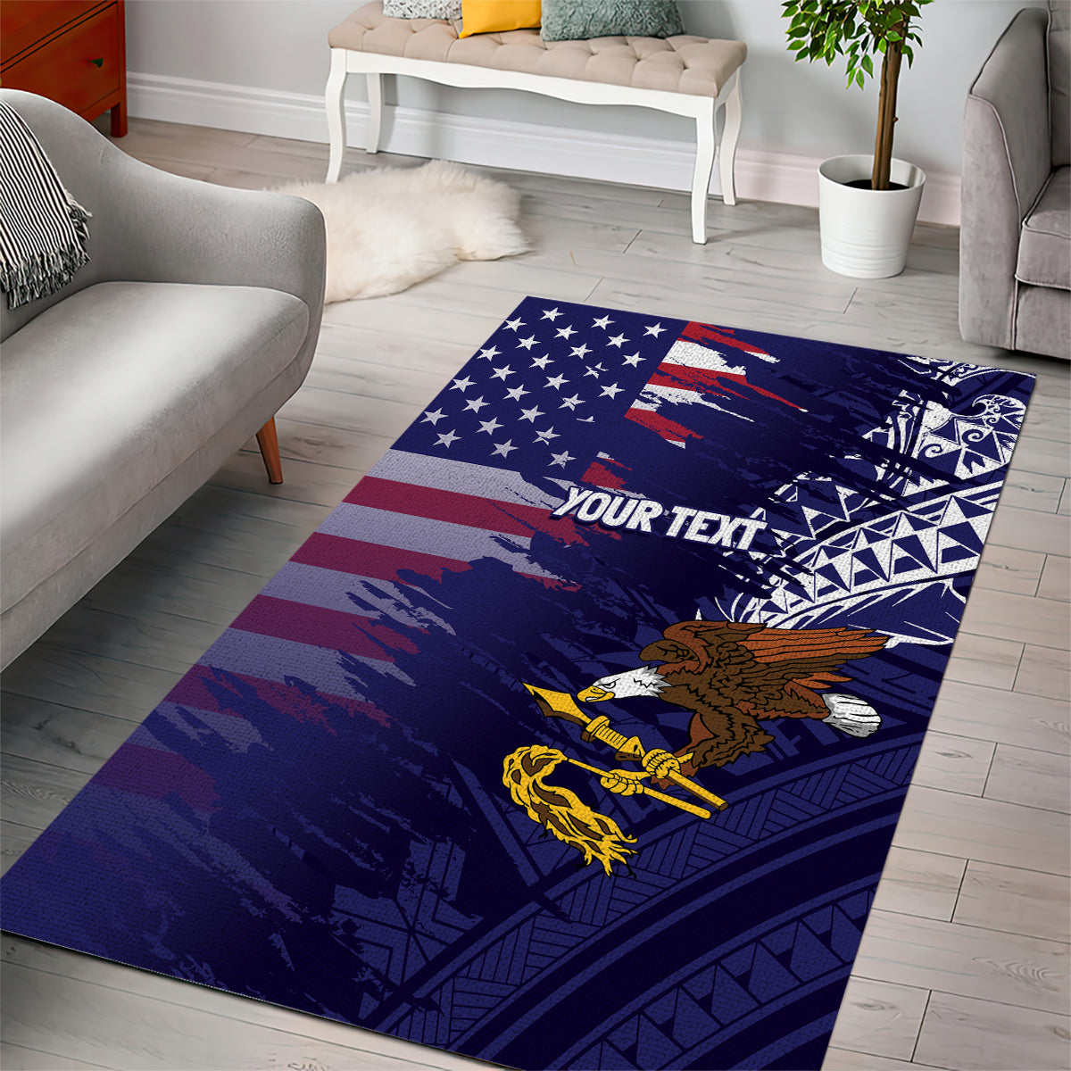 American Samoa Mix US Area Rug Flag Day Grunge Style