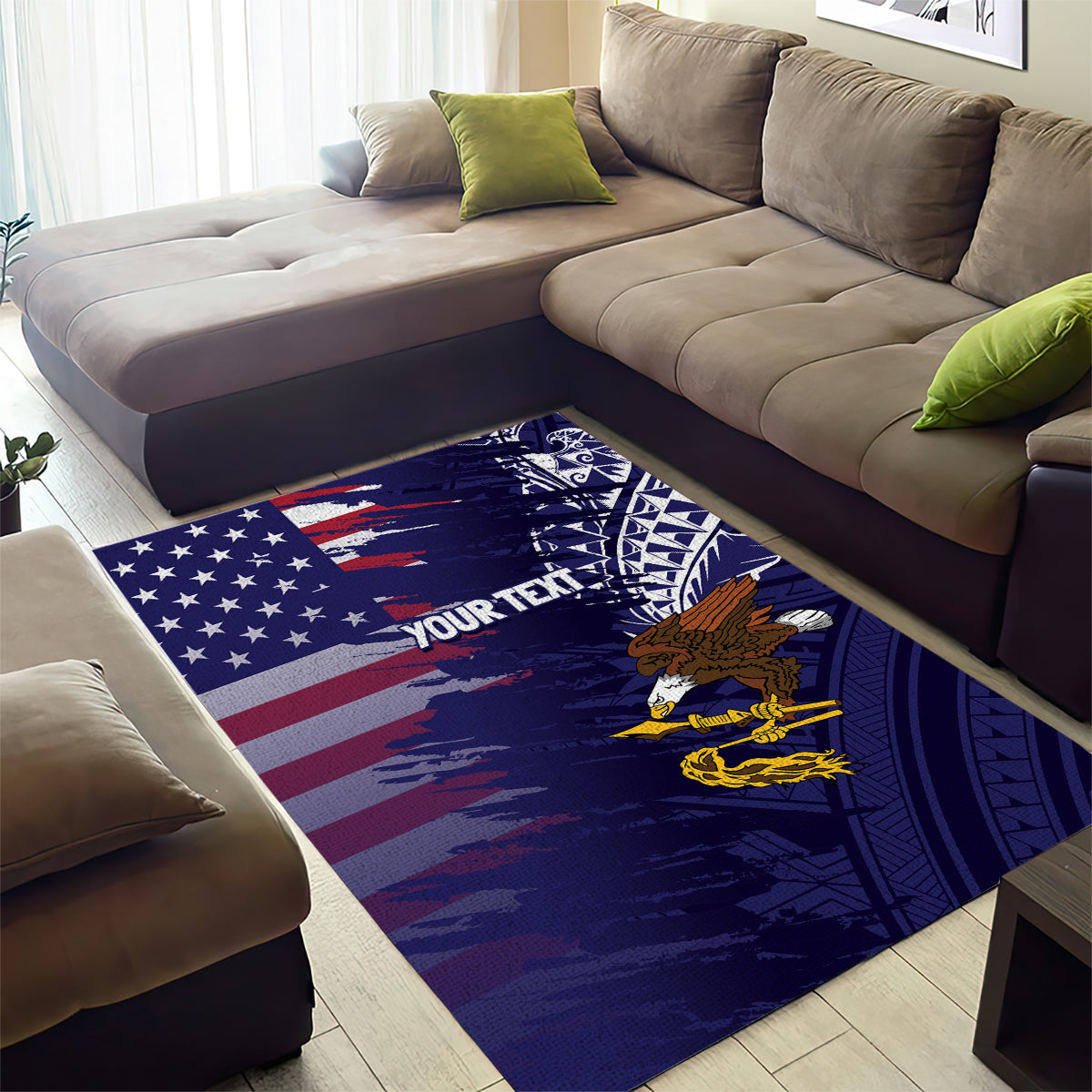 American Samoa Mix US Area Rug Flag Day Grunge Style