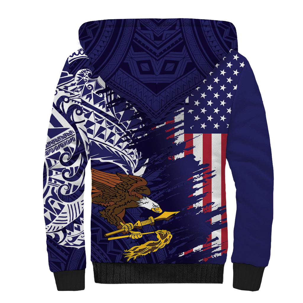 American Samoa Mix US Sherpa Hoodie Flag Day Grunge Style LT7 - Polynesian Pride