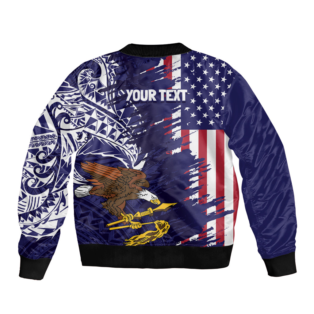 American Samoa Mix US Sleeve Zip Bomber Jacket Flag Day Grunge Style LT7 - Polynesian Pride