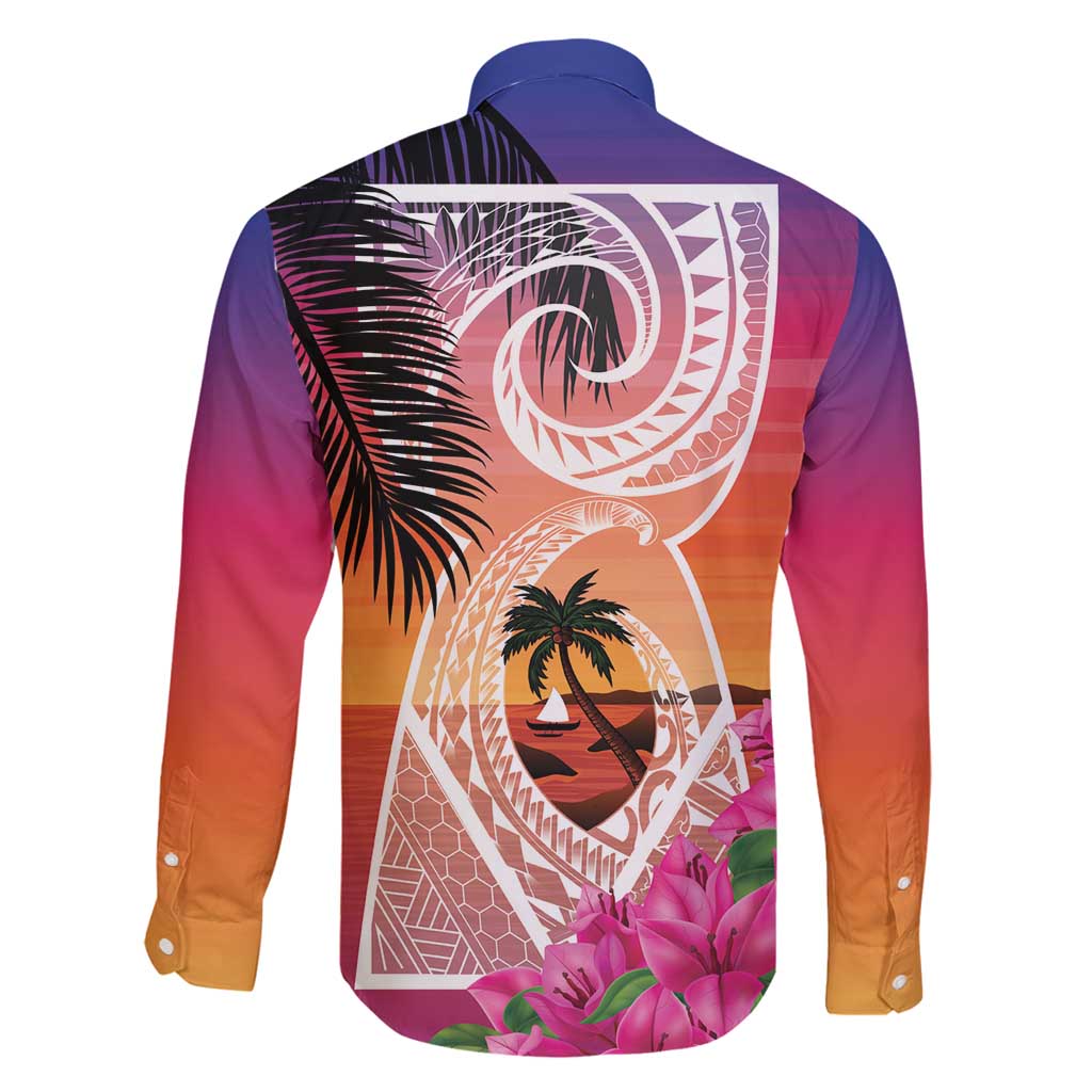 Guam Chamorro Family Matching Long Sleeve Bodycon Dress and Hawaiian Shirt Artsy Latte Stone