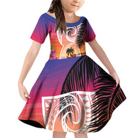 Guam Chamorro Family Matching Off Shoulder Short Dress and Hawaiian Shirt Artsy Latte Stone