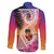 Guam Chamorro Family Matching Off Shoulder Short Dress and Hawaiian Shirt Artsy Latte Stone