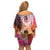 Guam Chamorro Family Matching Off Shoulder Short Dress and Hawaiian Shirt Artsy Latte Stone