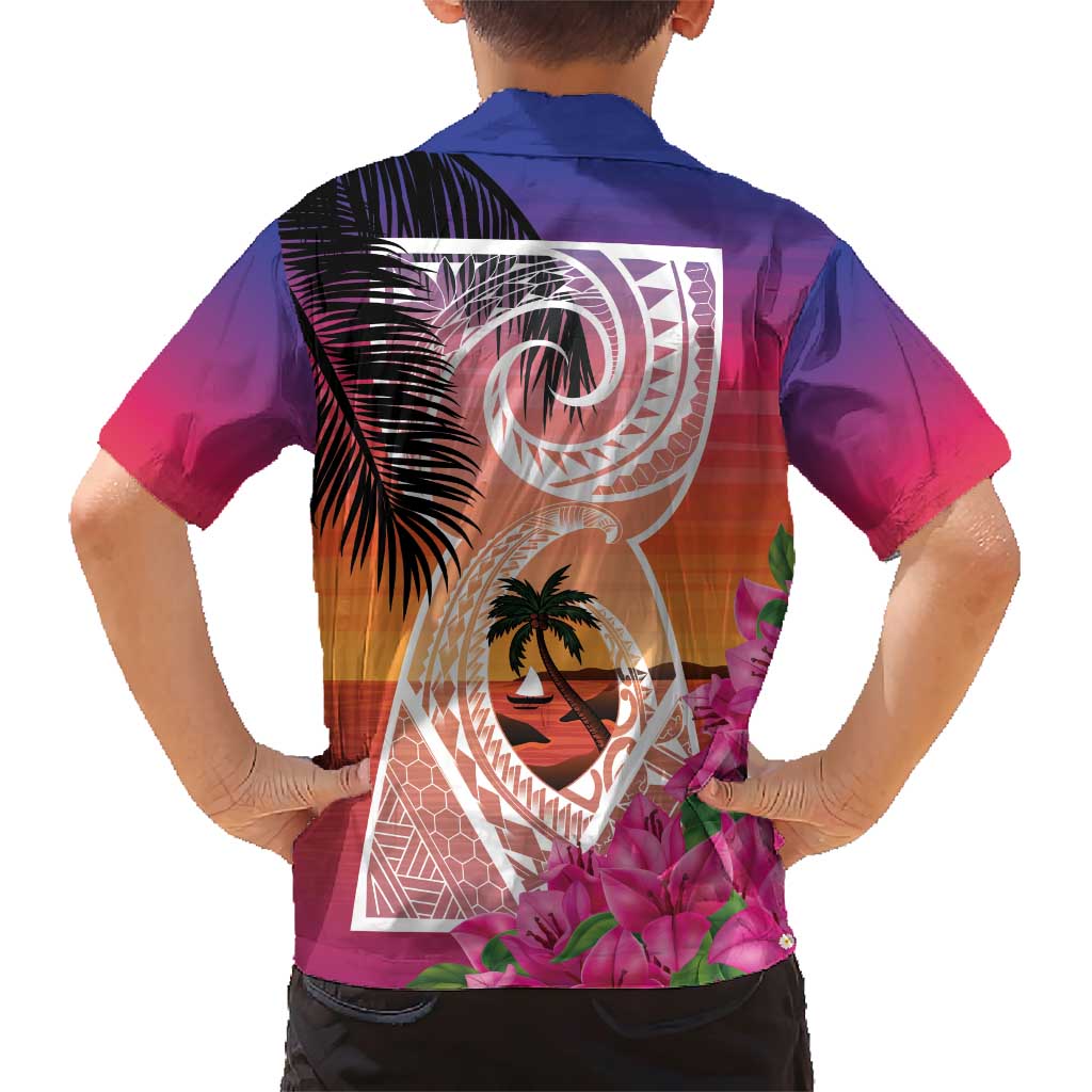 Guam Chamorro Family Matching Short Sleeve Bodycon Dress and Hawaiian Shirt Artsy Latte Stone