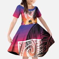 Guam Chamorro Kid Short Sleeve Dress Artsy Latte Stone