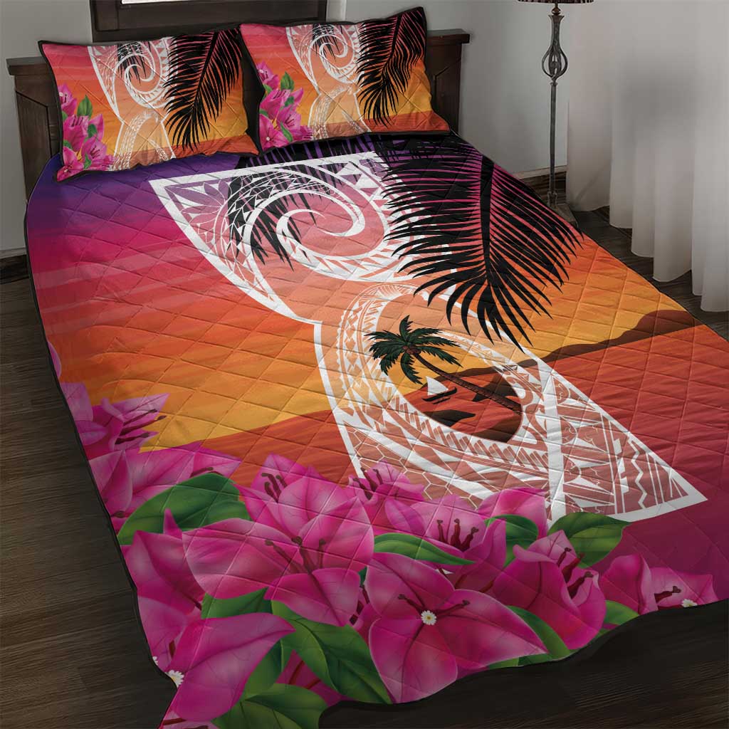 Guam Chamorro Quilt Bed Set Artsy Latte Stone