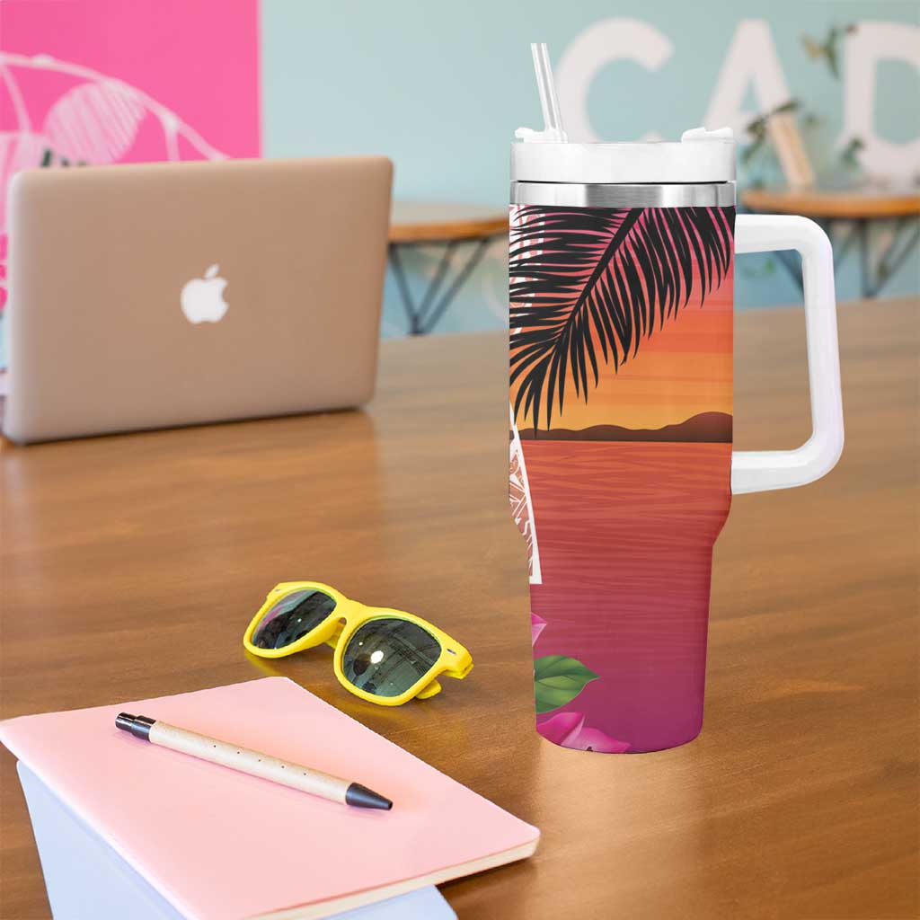 Guam Chamorro Tumbler With Handle Artsy Latte Stone