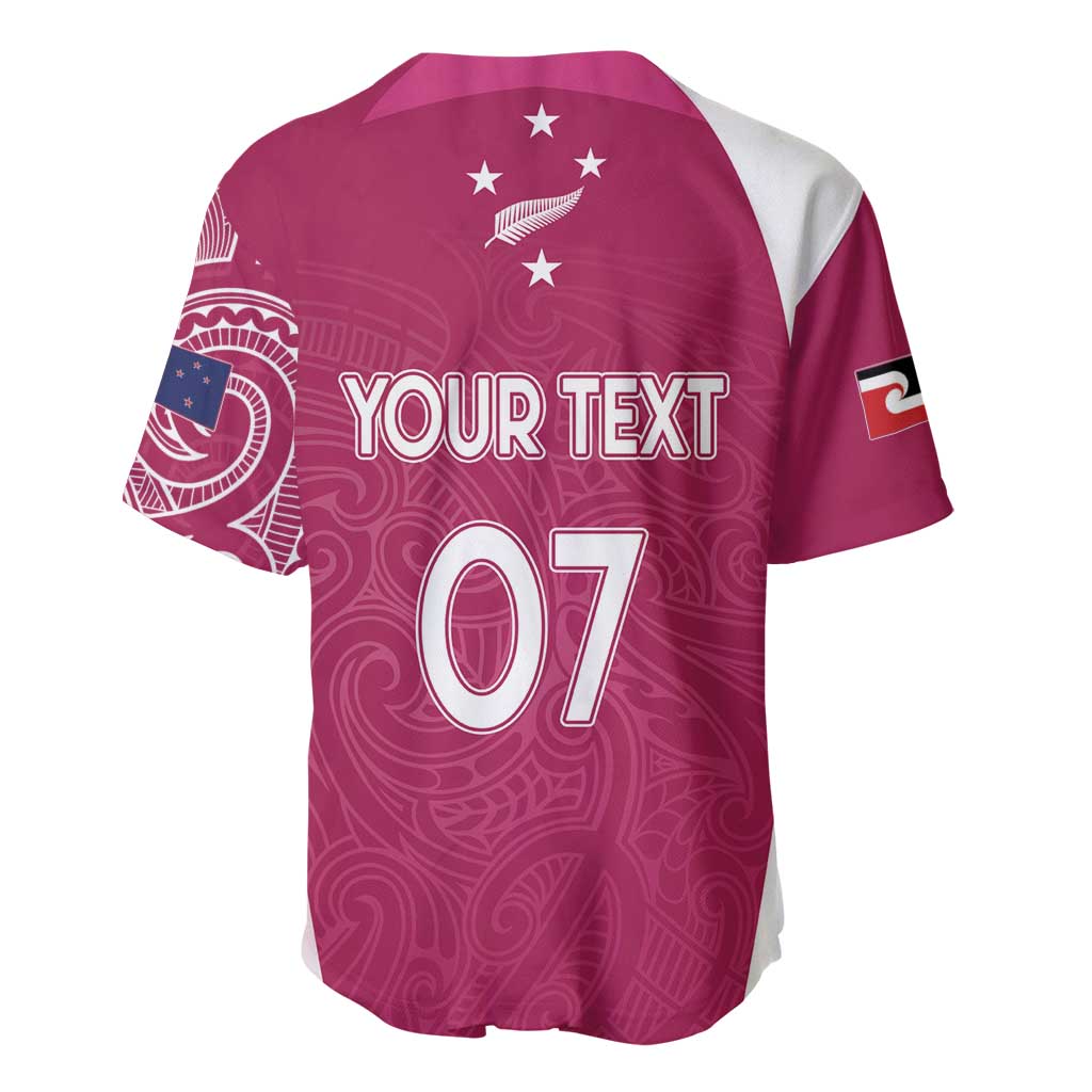 Personalised New Zealand Rugby Baseball Jersey Aotearoa Champions - Pink Version