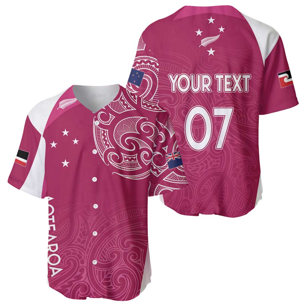 Personalised New Zealand Rugby Baseball Jersey Aotearoa Champions - Pink Version