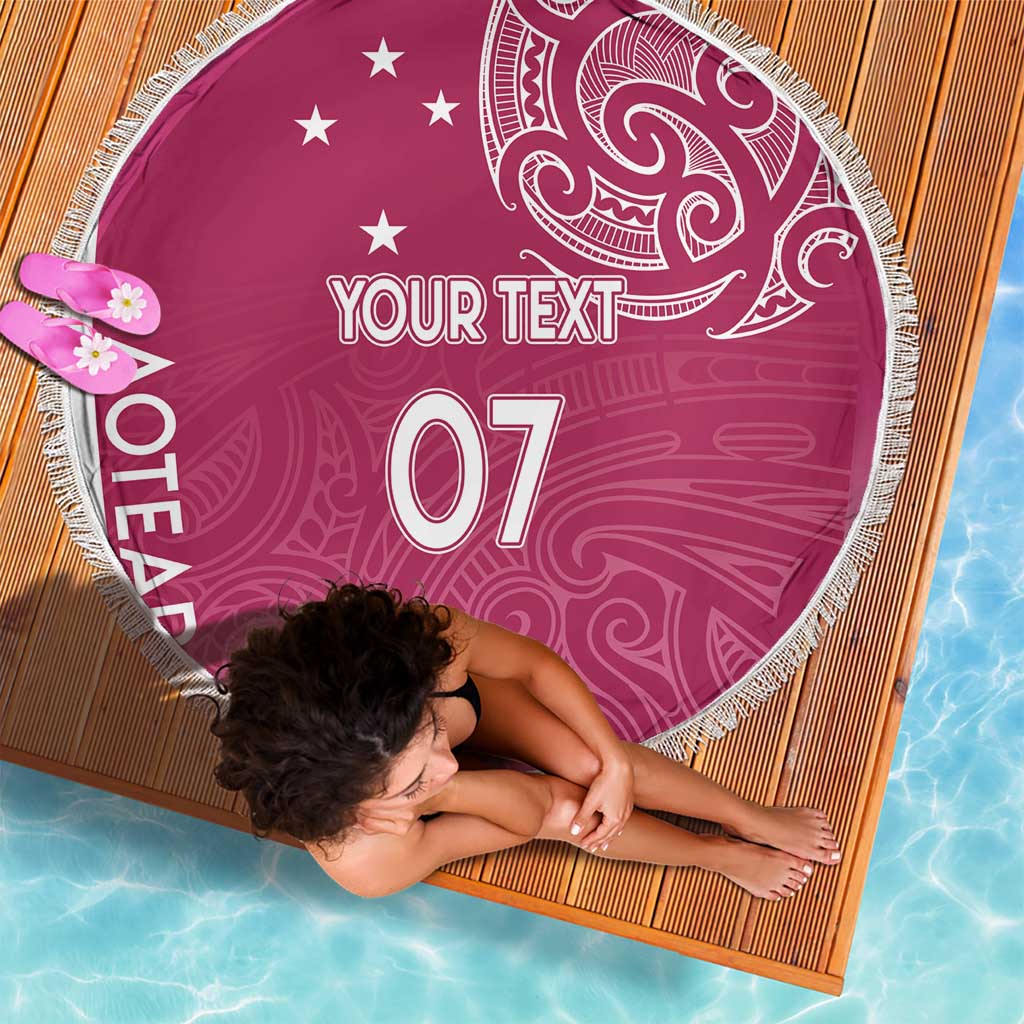 Personalised New Zealand Rugby Beach Blanket Aotearoa Champions - Pink Version
