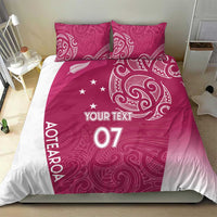 Personalised New Zealand Rugby Bedding Set Aotearoa Champions - Pink Version