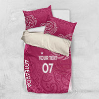 Personalised New Zealand Rugby Bedding Set Aotearoa Champions - Pink Version