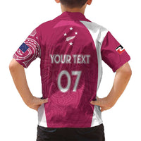 Personalised New Zealand Rugby Family Matching Off Shoulder Maxi Dress and Hawaiian Shirt Aotearoa Champions - Pink Version