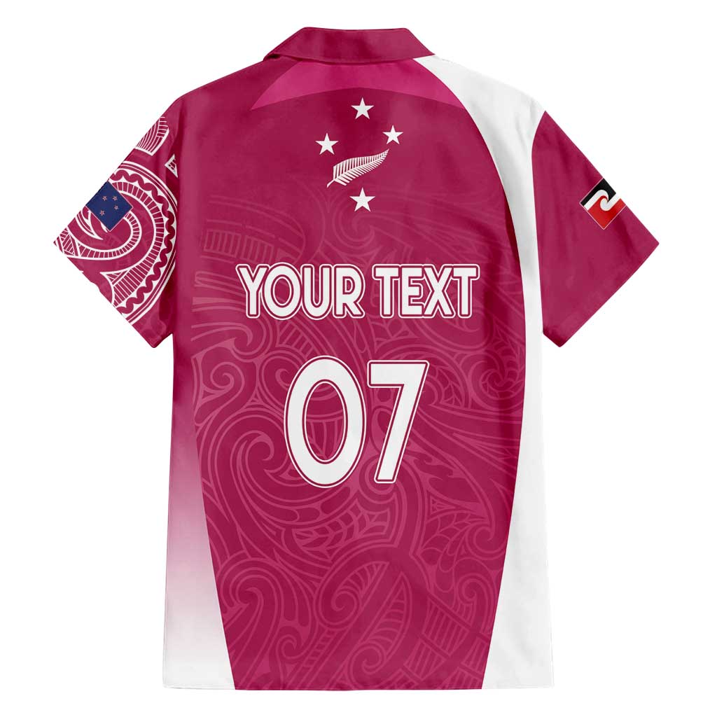 Personalised New Zealand Rugby Family Matching Puletasi and Hawaiian Shirt Aotearoa Champions - Pink Version