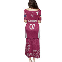 Personalised New Zealand Rugby Family Matching Puletasi and Hawaiian Shirt Aotearoa Champions - Pink Version