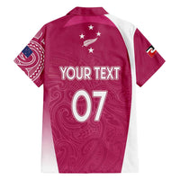 Personalised New Zealand Rugby Family Matching Tank Maxi Dress and Hawaiian Shirt Aotearoa Champions - Pink Version