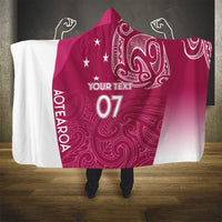 Personalised New Zealand Rugby Hooded Blanket Aotearoa Champions - Pink Version