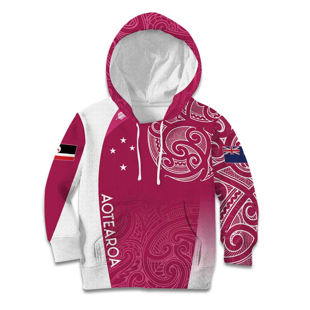 Personalised New Zealand Rugby Kid Hoodie Aotearoa Champions - Pink Version