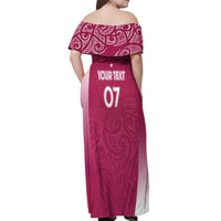Personalised New Zealand Rugby Off Shoulder Maxi Dress Aotearoa Champions - Pink Version
