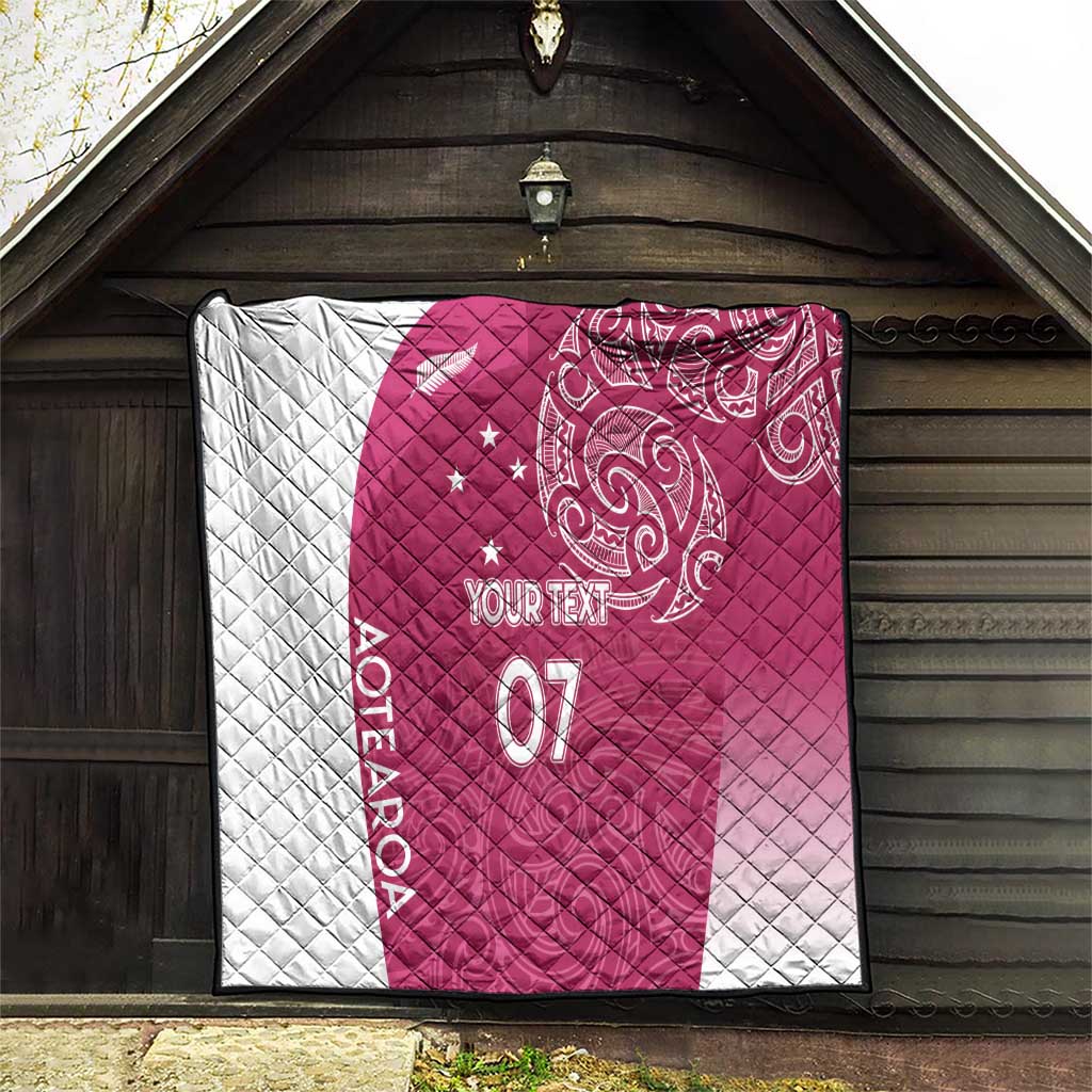 Personalised New Zealand Rugby Quilt Aotearoa Champions - Pink Version