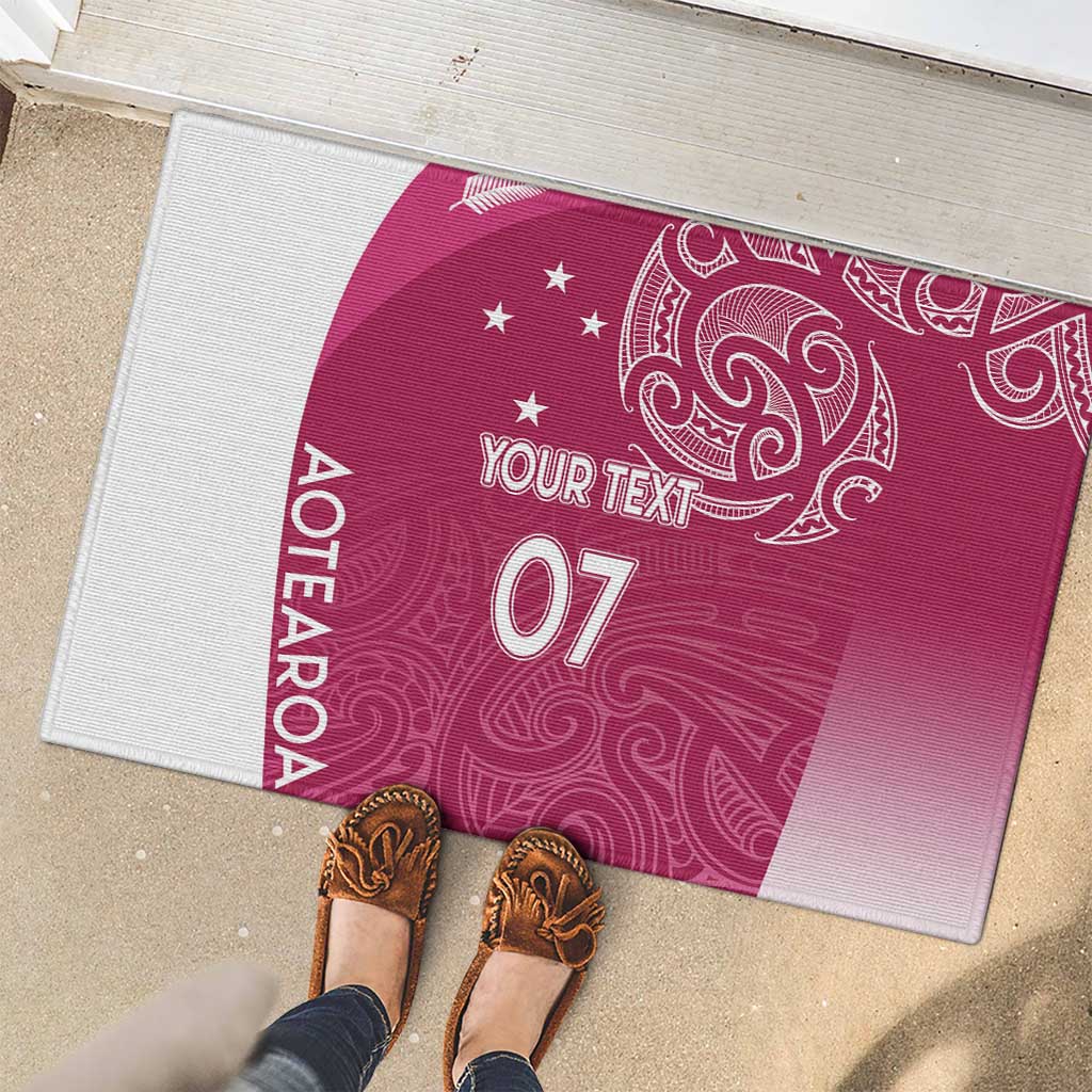 Personalised New Zealand Rugby Rubber Doormat Aotearoa Champions - Pink Version