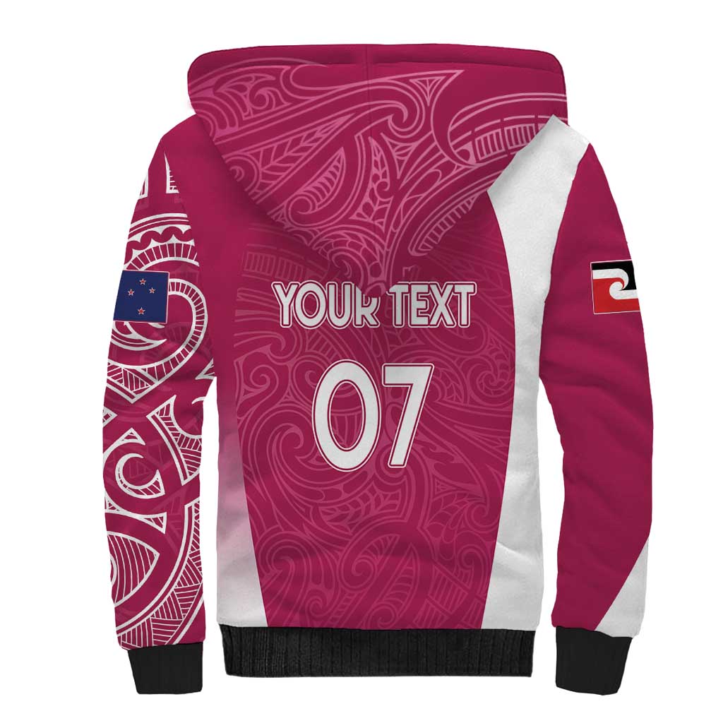 Personalised New Zealand Rugby Sherpa Hoodie Aotearoa Champions - Pink Version