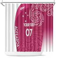 Personalised New Zealand Rugby Shower Curtain Aotearoa Champions - Pink Version
