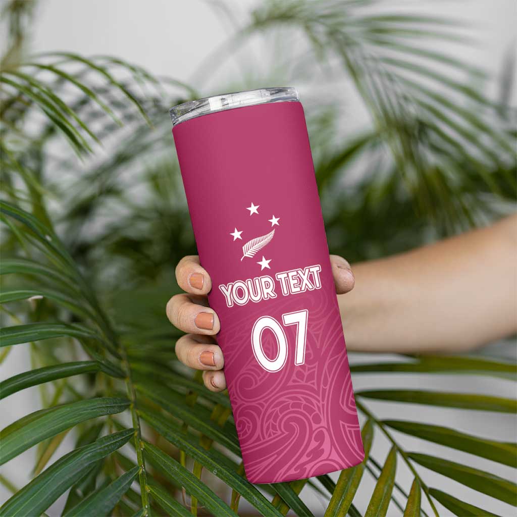 Personalised New Zealand Rugby Skinny Tumbler Aotearoa Champions - Pink Version