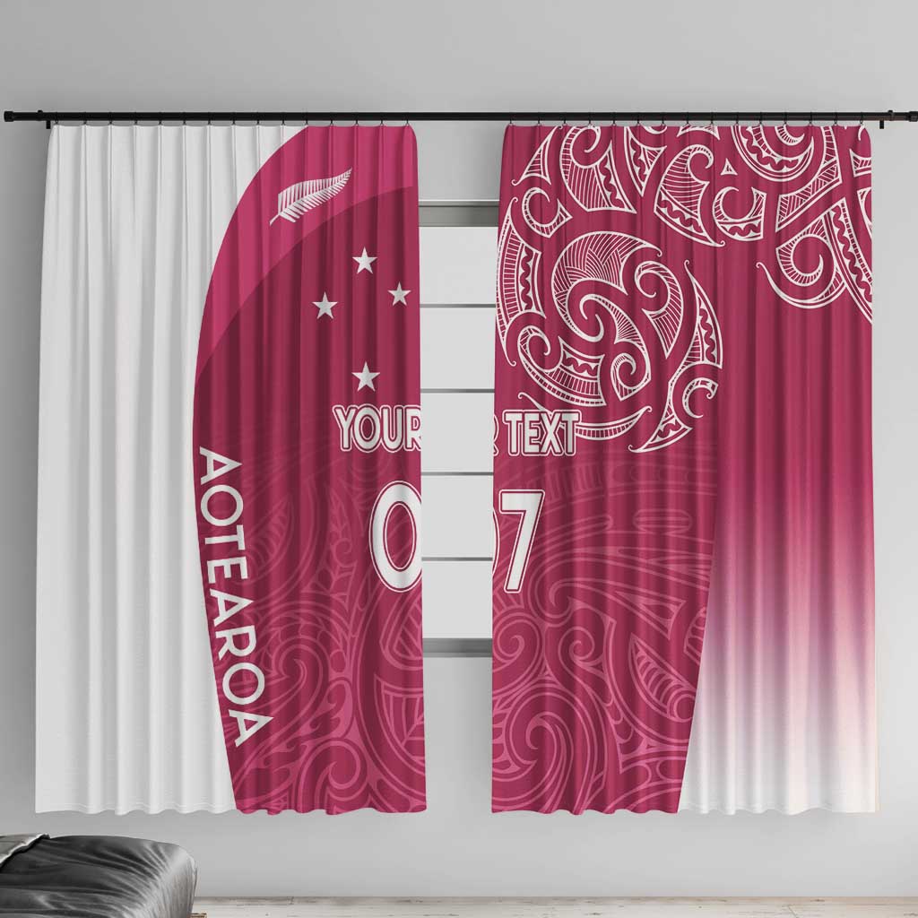 Personalised New Zealand Rugby Window Curtain Aotearoa Champions - Pink Version