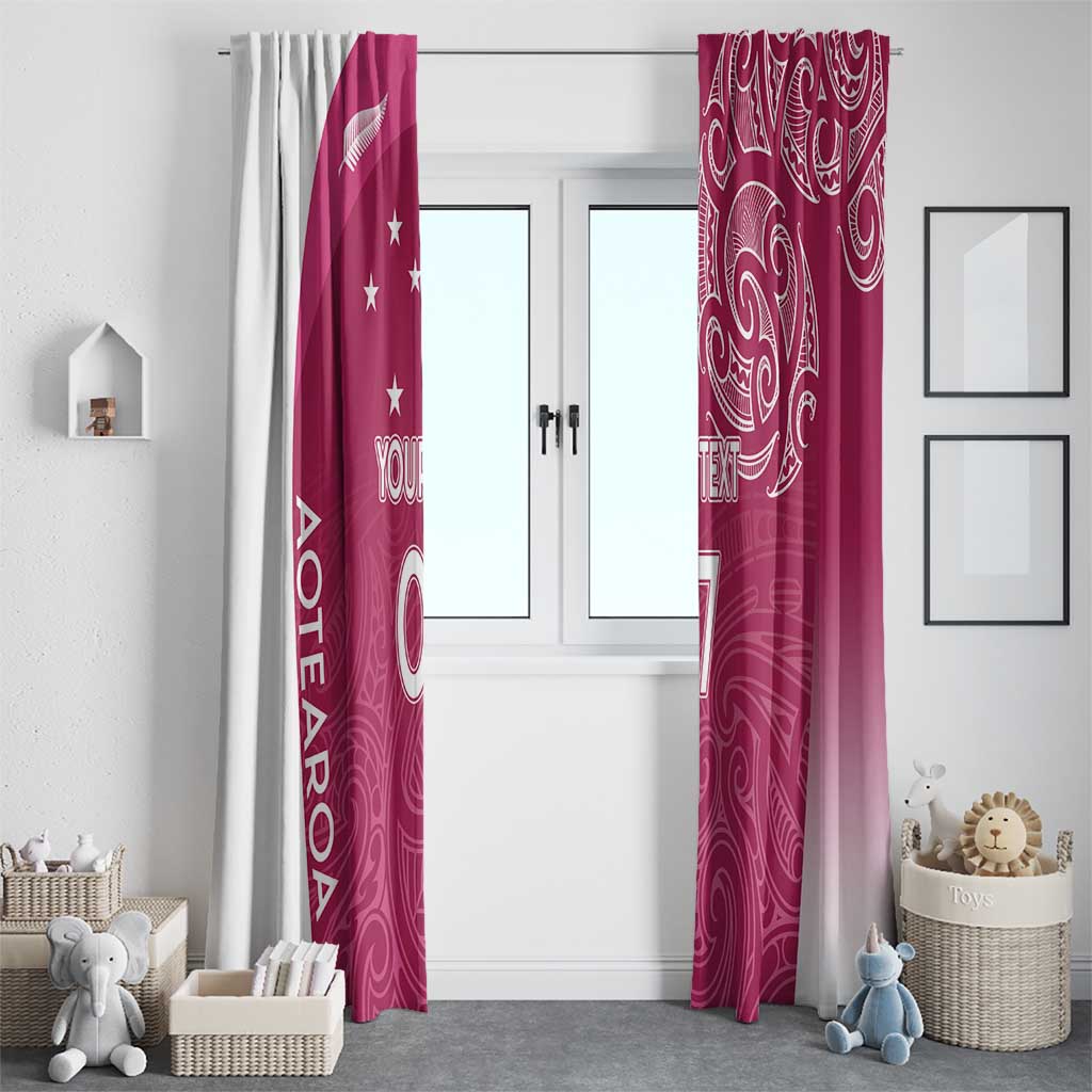 Personalised New Zealand Rugby Window Curtain Aotearoa Champions - Pink Version