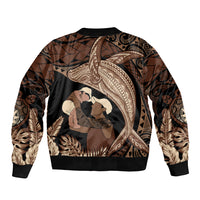 Father's Day Polynesian Pattern Bomber Jacket Tropical Humpback Whale