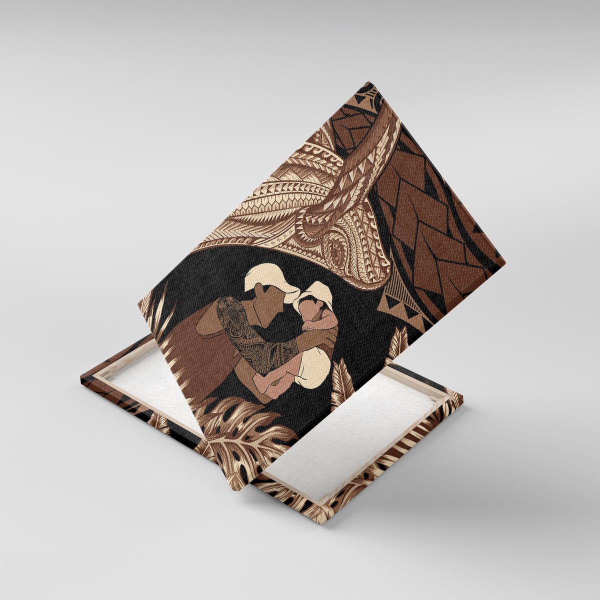 Father's Day Polynesian Pattern Canvas Wall Art Tropical Humpback Whale