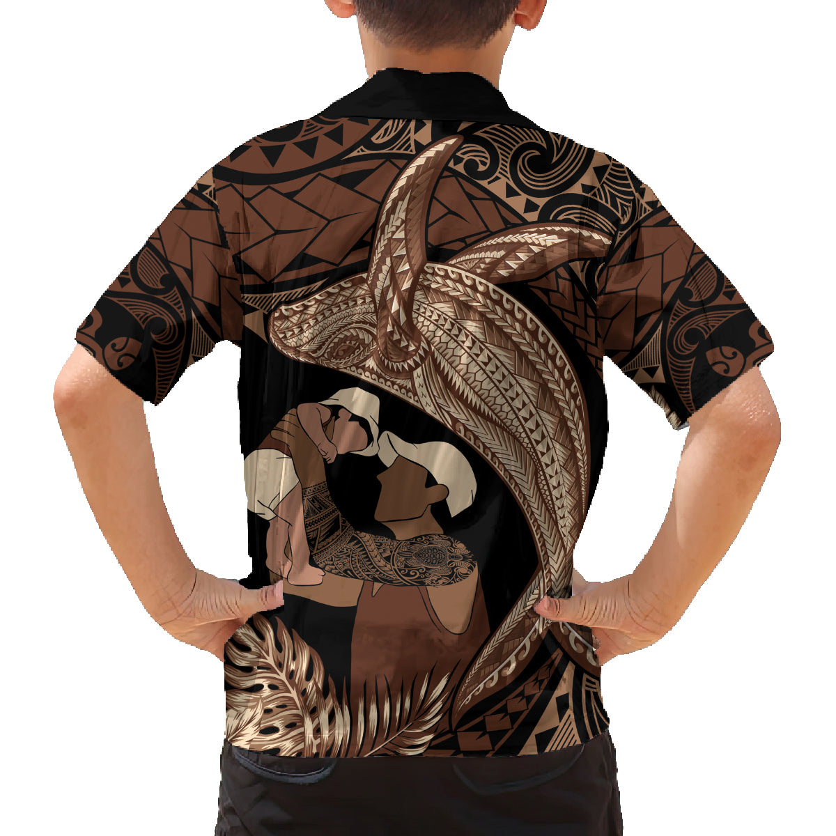 Father's Day Polynesian Pattern Family Matching Long Sleeve Bodycon Dress and Hawaiian Shirt Tropical Humpback Whale LT7 - Polynesian Pride