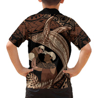 Father's Day Polynesian Pattern Family Matching Long Sleeve Bodycon Dress and Hawaiian Shirt Tropical Humpback Whale LT7 - Polynesian Pride