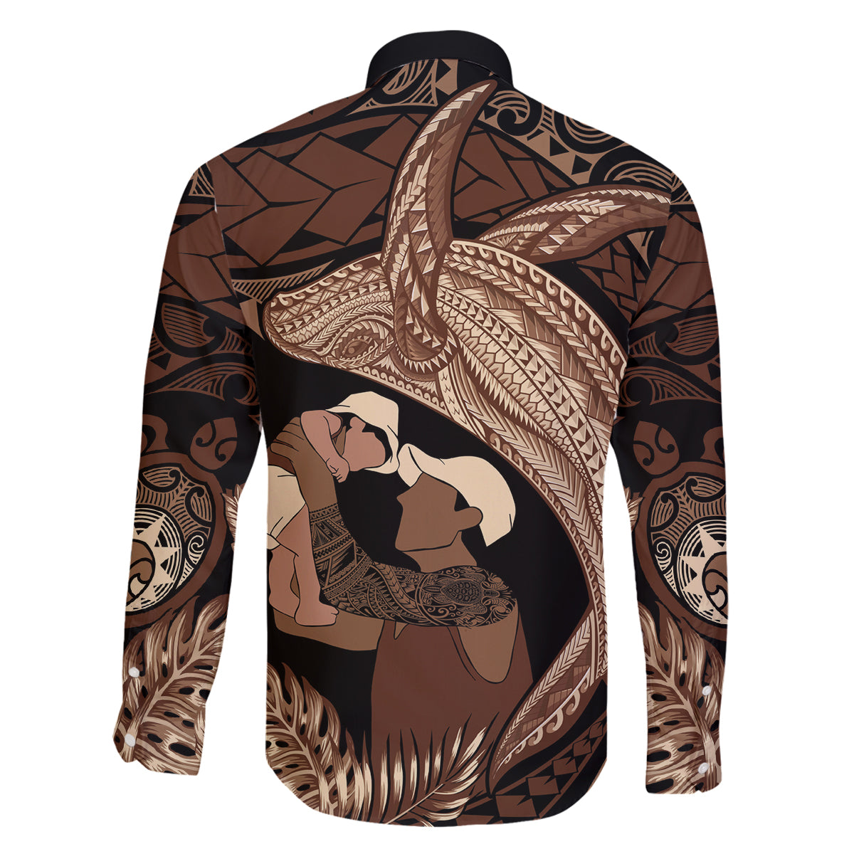 Father's Day Polynesian Pattern Family Matching Long Sleeve Bodycon Dress and Hawaiian Shirt Tropical Humpback Whale LT7 - Polynesian Pride