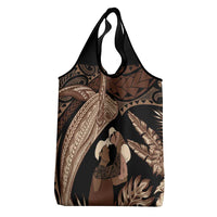 Father's Day Polynesian Pattern Grocery Bag Tropical Humpback Whale