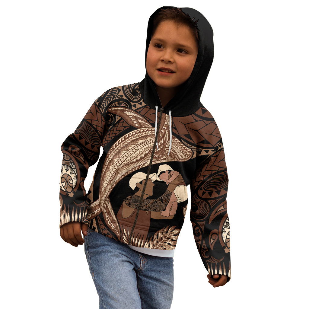Father's Day Polynesian Pattern Kid Hoodie Tropical Humpback Whale