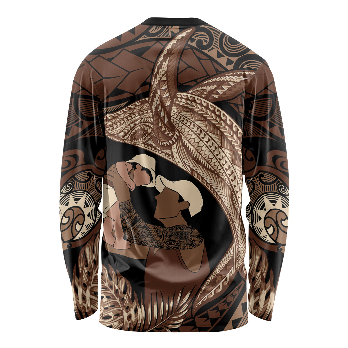 Father's Day Polynesian Pattern Long Sleeve Shirt Tropical Humpback Whale