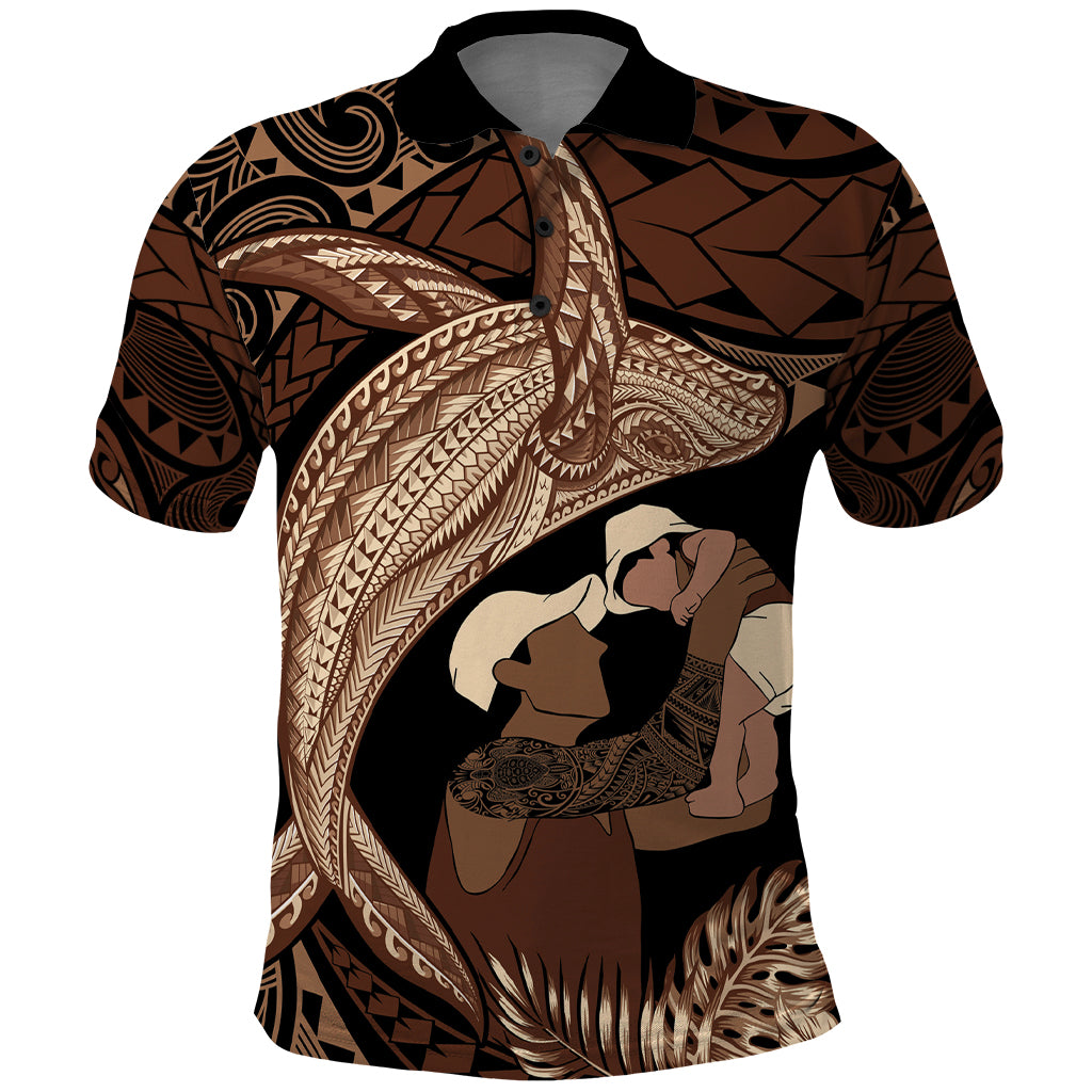Father's Day Polynesian Pattern Polo Shirt Tropical Humpback Whale
