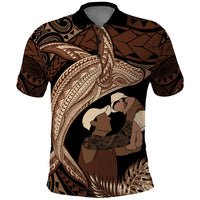 Father's Day Polynesian Pattern Polo Shirt Tropical Humpback Whale
