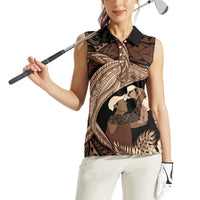 Father's Day Polynesian Pattern Women Sleeveless Polo Shirt Tropical Humpback Whale