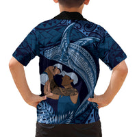 Father's Day Polynesian Pattern Family Matching Tank Maxi Dress and Hawaiian Shirt Tropical Humpback Whale - Navy LT7 - Polynesian Pride