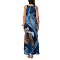 Father's Day Polynesian Pattern Family Matching Tank Maxi Dress and Hawaiian Shirt Tropical Humpback Whale - Navy LT7 - Polynesian Pride