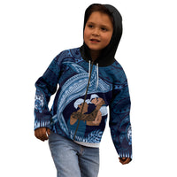 Father's Day Polynesian Pattern Kid Hoodie Tropical Humpback Whale - Navy LT7 - Polynesian Pride