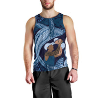 Father's Day Polynesian Pattern Men Tank Top Tropical Humpback Whale - Navy