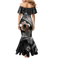 Father's Day Polynesian Pattern Family Matching Mermaid Dress and Hawaiian Shirt Tropical Humpback Whale - Black