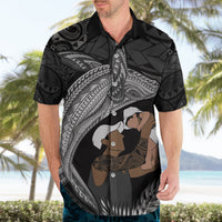 Father's Day Polynesian Pattern Hawaiian Shirt Tropical Humpback Whale - Black
